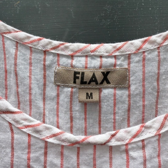 FLAX  Women's Pink and White Striped Tank Top with Pocket - Picture 3 of 5